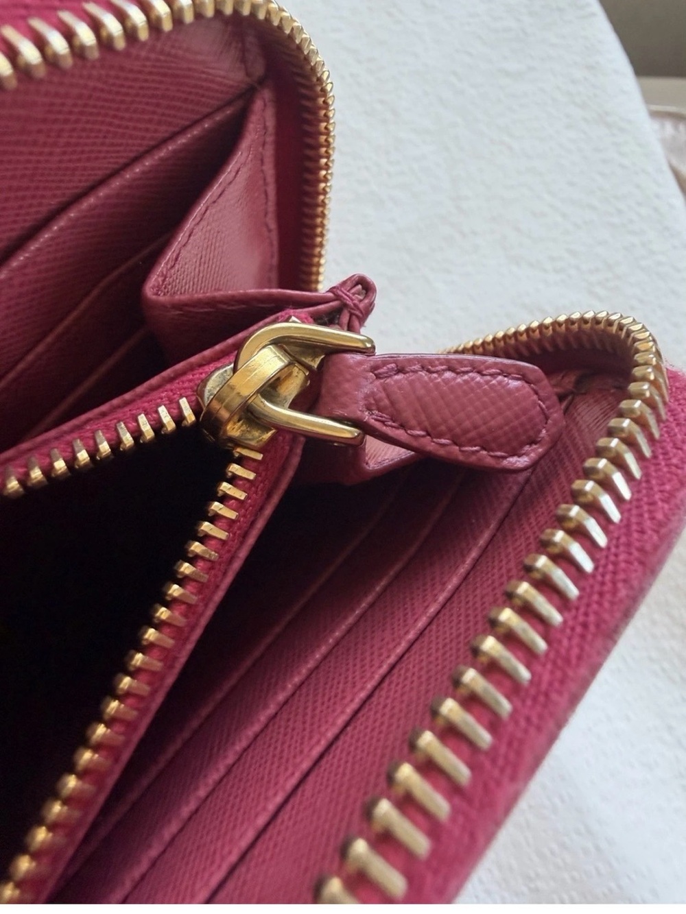 Prada Saffiano Zip-Around Wallet in Peony/pink with Gold Hardware - Picture 6 of 10